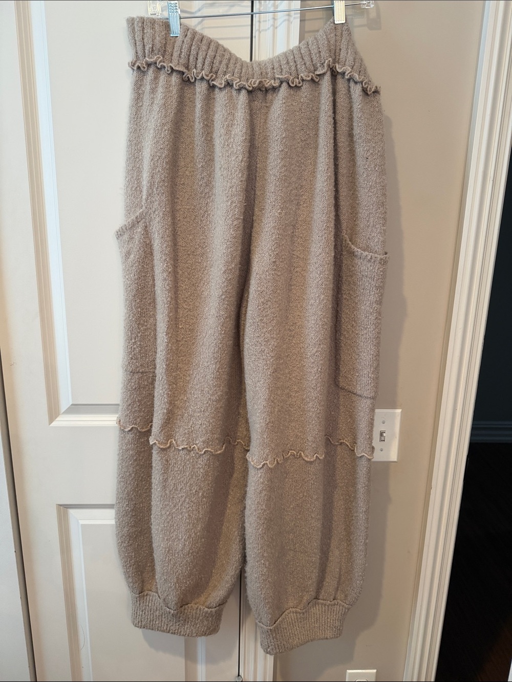 SHEIN Taupe Cozy Knit Wide-Leg Joggers